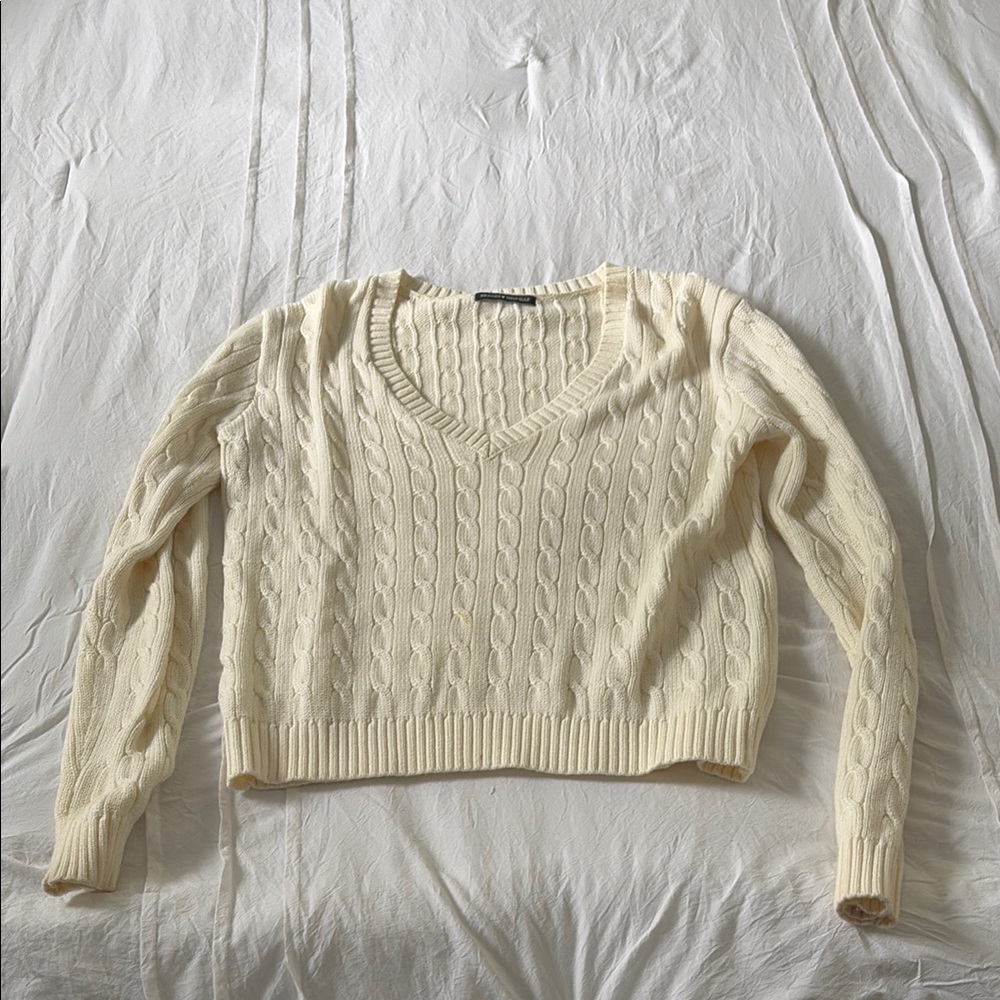 Brandy Melville Cream V-Neck Sweater